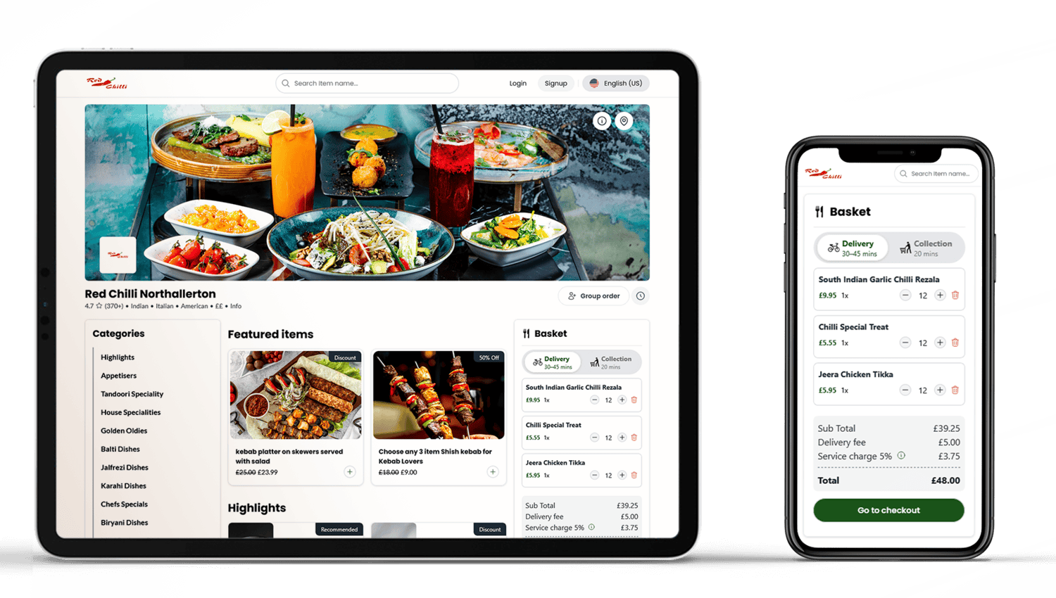 Online ordering system preview